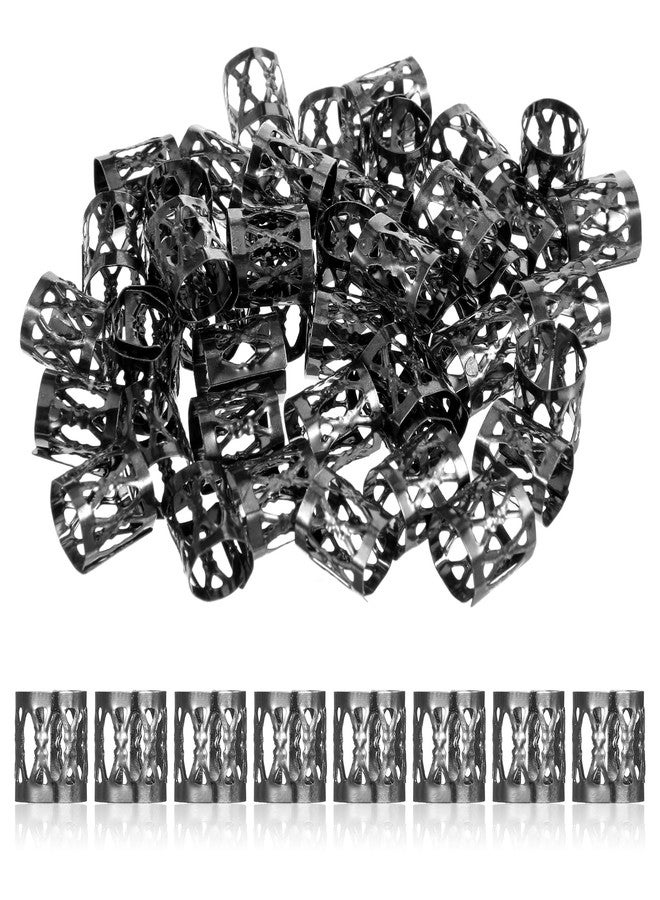 Alrhso 50 Pcs Black Dreadlock Beads Metal Tube Beads Dreadlock Hair Clips Adjustable Hair Cuff Braids Bead for Braids Decoration - Image 1